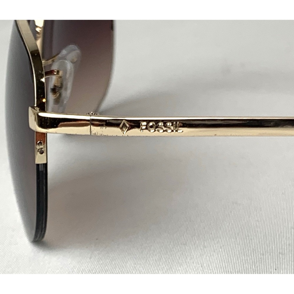 Fossil Aviator Sunglasses Womens Brown Gradient Lens Partial Rim FW5-60-14-140 - Picture 5 of 11